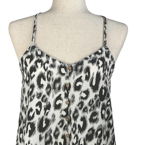 PINK ROSE SPAGHETTI STRAP V-NECK BUTTON FRONT‎ LEOPARD CAMI TANK MULTI SMALL EUC - Picture 2 of 11